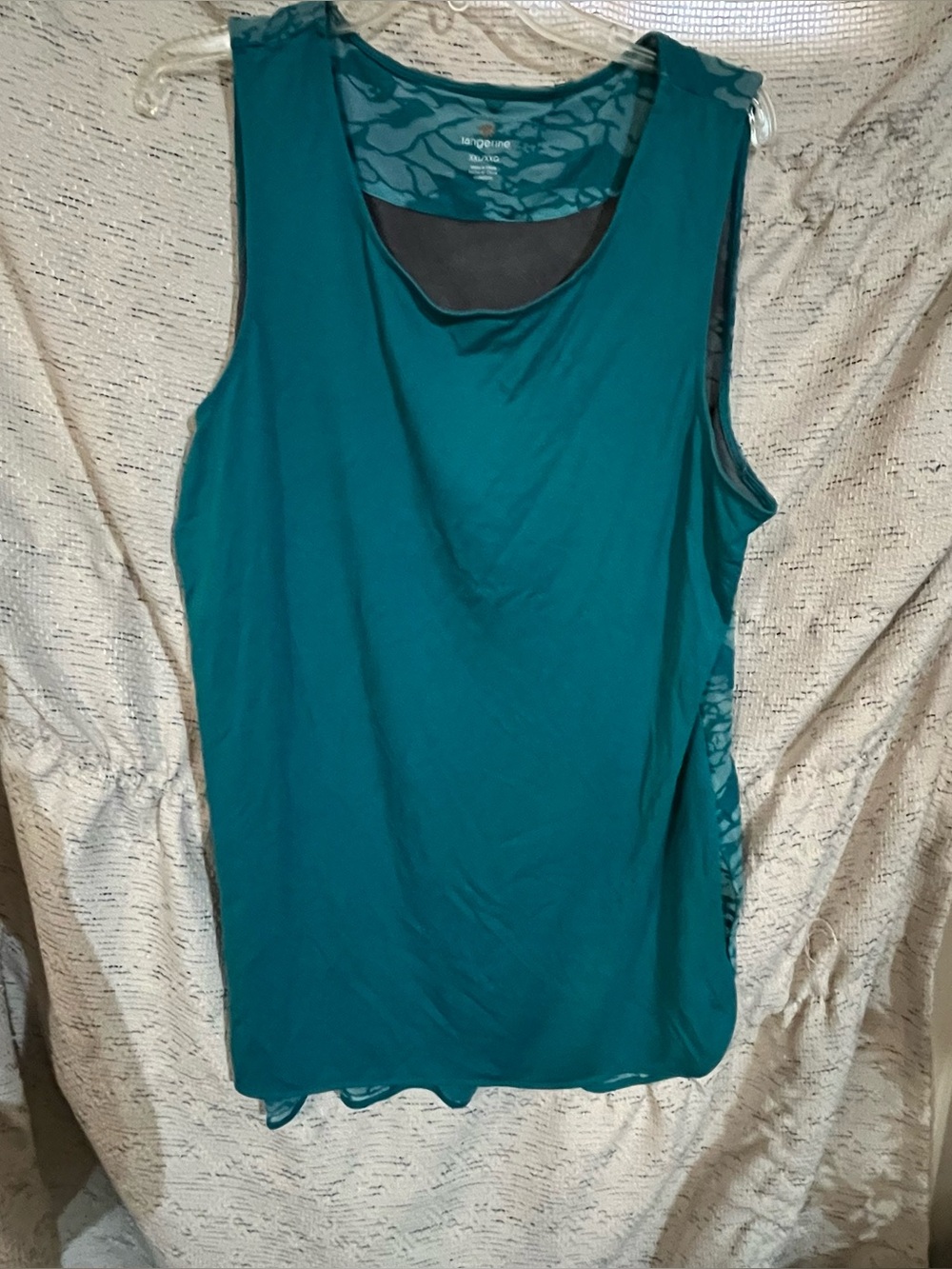Tangerine Pagoda Blue Workout Sleeveless Tunic Top Lined Burnout Back XXL Active